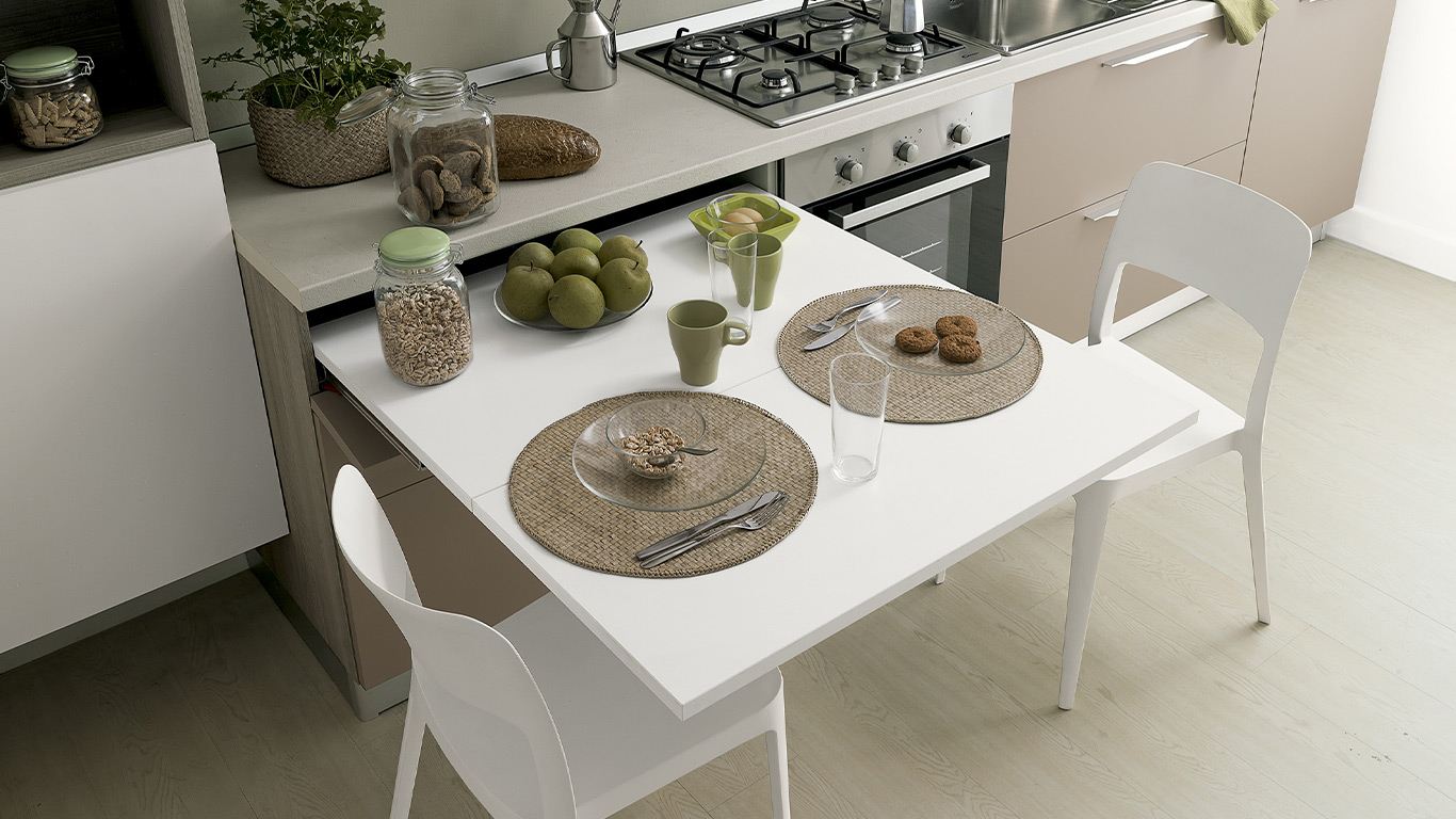 LUNCH: pull-out table from a drawer by ATIM